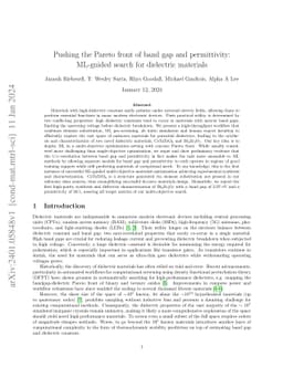 Pushing the Pareto front of band gap and permittivity: ML-guided search
  for dielectric materials