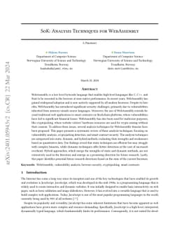 SoK: Analysis techniques for WebAssembly