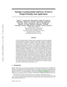Machine Learning Insides OptVerse AI Solver: Design Principles and
  Applications