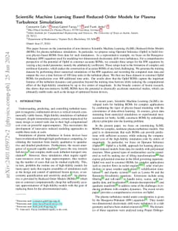 Scientific Machine Learning Based Reduced-Order Models for Plasma
  Turbulence Simulations