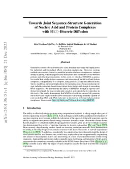 Towards Joint Sequence-Structure Generation of Nucleic Acid and Protein
  Complexes with SE(3)-Discrete Diffusion