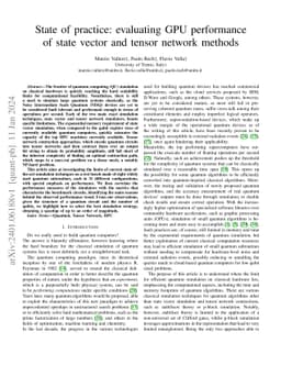 State of practice: evaluating GPU performance of state vector and tensor
  network methods