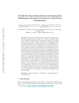 CrisisKAN: Knowledge-infused and Explainable Multimodal Attention
  Network for Crisis Event Classification