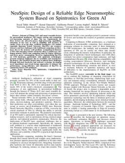 NeuSpin: Design of a Reliable Edge Neuromorphic System Based on
  Spintronics for Green AI