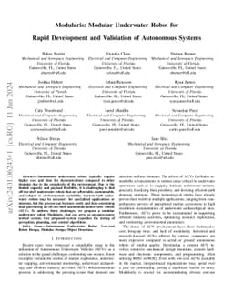 Modularis: Modular Underwater Robot for Rapid Development and Validation
  of Autonomous Systems