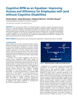 Cognitive BPM as an Equalizer: Improving Access and Efficiency for
  Employees with (and without) Cognitive Disabilities