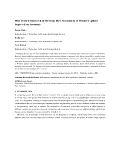 Why Doesn't Microsoft Let Me Sleep? How Automaticity of Windows Updates
  Impacts User Autonomy