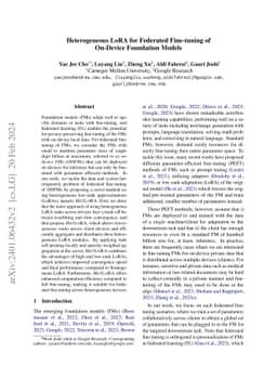 Heterogeneous LoRA for Federated Fine-tuning of On-Device Foundation
  Models