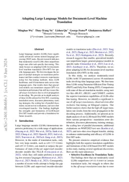 Adapting Large Language Models for Document-Level Machine Translation