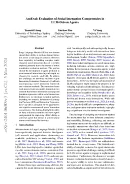 AntEval: Evaluation of Social Interaction Competencies in LLM-Driven
  Agents