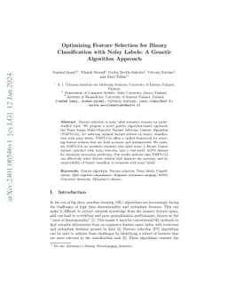 Optimizing Feature Selection for Binary Classification with Noisy
  Labels: A Genetic Algorithm Approach