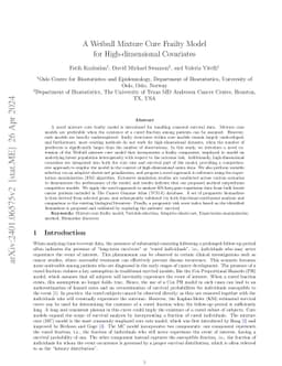 A Weibull Mixture Cure Frailty Model for High-dimensional Covariates