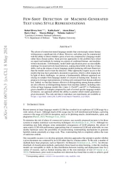 Few-Shot Detection of Machine-Generated Text using Style Representations