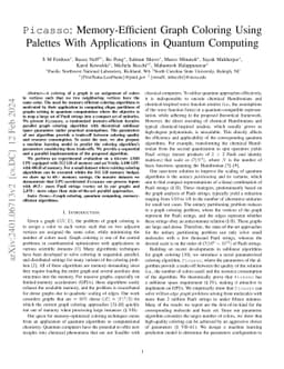 Picasso: Memory-Efficient Graph Coloring Using Palettes With
  Applications in Quantum Computing