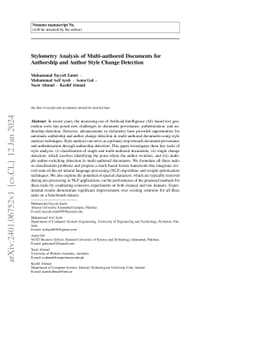 Stylometry Analysis of Multi-authored Documents for Authorship and
  Author Style Change Detection