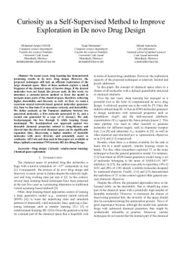 Curiosity as a Self-Supervised Method to Improve Exploration in De novo
  Drug Design