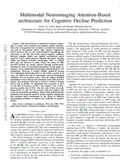 Multimodal Neuroimaging Attention-Based architecture for Cognitive
  Decline Prediction