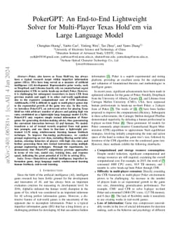 PokerGPT: An End-to-End Lightweight Solver for Multi-Player Texas
  Holdém via Large Language Model