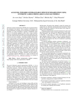 AugSumm: towards generalizable speech summarization using synthetic
  labels from large language model