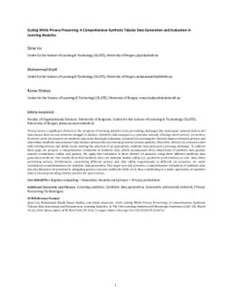 Scaling While Privacy Preserving: A Comprehensive Synthetic Tabular Data
  Generation and Evaluation in Learning Analytics