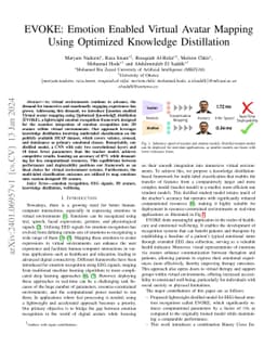 EVOKE: Emotion Enabled Virtual Avatar Mapping Using Optimized Knowledge
  Distillation