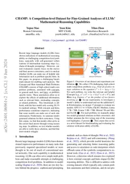 CHAMP: A Competition-level Dataset for Fine-Grained Analyses of LLMs'
  Mathematical Reasoning Capabilities