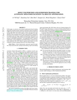 Joint Unsupervised and Supervised Training for Automatic Speech
  Recognition via Bilevel Optimization
