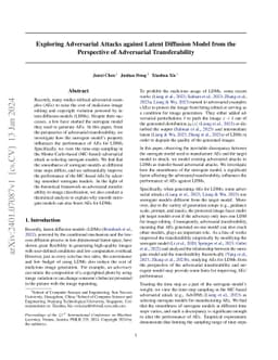 Exploring Adversarial Attacks against Latent Diffusion Model from the
  Perspective of Adversarial Transferability