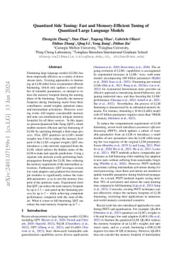 Quantized Side Tuning: Fast and Memory-Efficient Tuning of Quantized
  Large Language Models