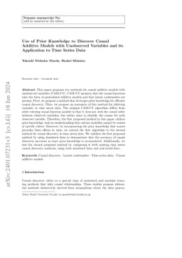 Use of Prior Knowledge to Discover Causal Additive Models with
  Unobserved Variables and its Application to Time Series Data