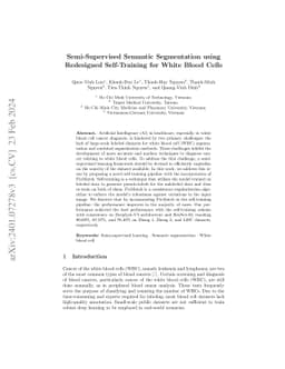 Semi-Supervised Semantic Segmentation using Redesigned Self-Training for
  White Blood Cells