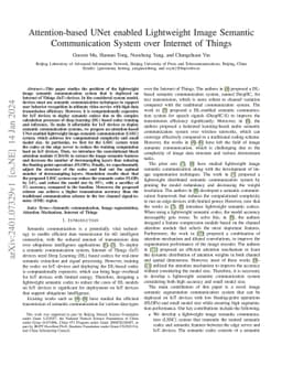 Attention-based UNet enabled Lightweight Image Semantic Communication
  System over Internet of Things