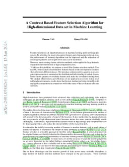 A Contrast Based Feature Selection Algorithm for High-dimensional Data
  set in Machine Learning