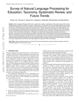 Survey of Natural Language Processing for Education: Taxonomy,
  Systematic Review, and Future Trends