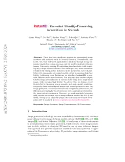 InstantID: Zero-shot Identity-Preserving Generation in Seconds