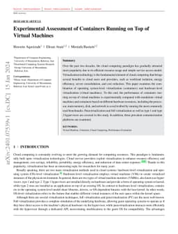 Experimental Assessment of Containers Running on Top of Virtual Machines