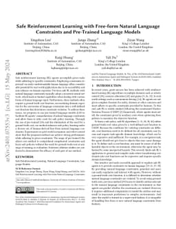 Safe Reinforcement Learning with Free-form Natural Language Constraints
  and Pre-Trained Language Models
