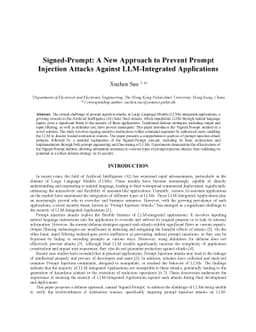 Signed-Prompt: A New Approach to Prevent Prompt Injection Attacks
  Against LLM-Integrated Applications