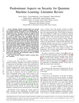 Predominant Aspects on Security for Quantum Machine Learning: Literature
  Review