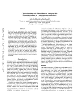 Cybersecurity and Embodiment Integrity for Modern Robots: A Conceptual
  Framework