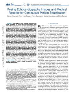 Fusing Echocardiography Images and Medical Records for Continuous
  Patient Stratification