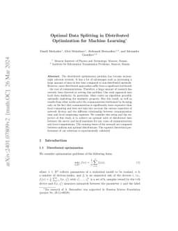 Optimal Data Splitting in Distributed Optimization for Machine Learning