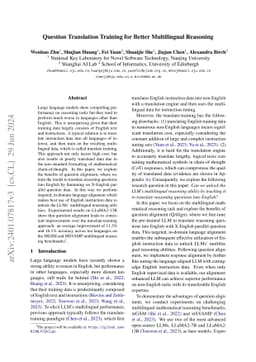 Question Translation Training for Better Multilingual Reasoning