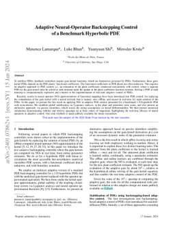 Adaptive Neural-Operator Backstepping Control of a Benchmark Hyperbolic
  PDE