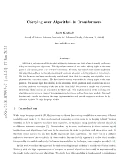 Carrying over algorithm in transformers