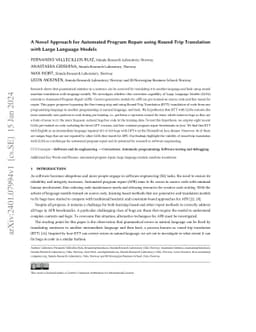 A Novel Approach for Automatic Program Repair using Round-Trip
  Translation with Large Language Models
