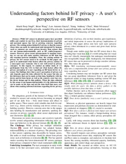 Understanding factors behind IoT privacy -- A user's perspective on RF
  sensors