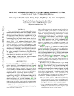Learning Disentangled Speech Representations with Contrastive Learning
  and Time-Invariant Retrieval