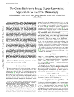 No-Clean-Reference Image Super-Resolution: Application to Electron
  Microscopy