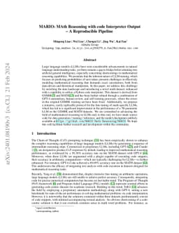 MARIO: MAth Reasoning with code Interpreter Output -- A Reproducible
  Pipeline